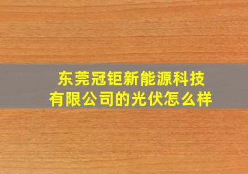 东莞冠钜新能源科技有限公司的光伏怎么样