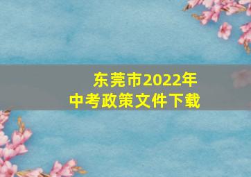 东莞市2022年中考政策文件下载