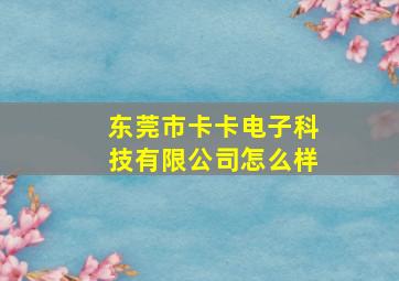 东莞市卡卡电子科技有限公司怎么样