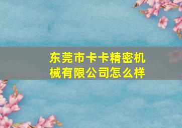 东莞市卡卡精密机械有限公司怎么样