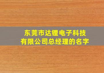 东莞市达锂电子科技有限公司总经理的名字