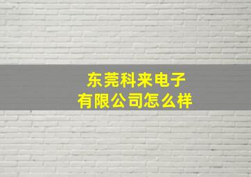 东莞科来电子有限公司怎么样