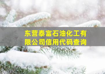 东营泰富石油化工有限公司信用代码查询