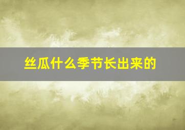 丝瓜什么季节长出来的