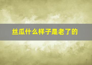 丝瓜什么样子是老了的