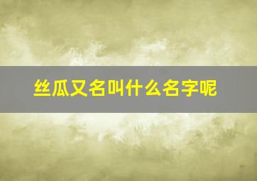 丝瓜又名叫什么名字呢