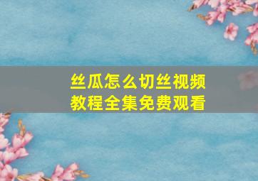 丝瓜怎么切丝视频教程全集免费观看