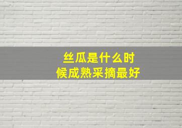 丝瓜是什么时候成熟采摘最好