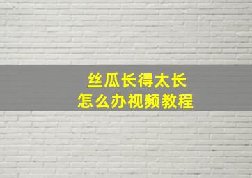 丝瓜长得太长怎么办视频教程