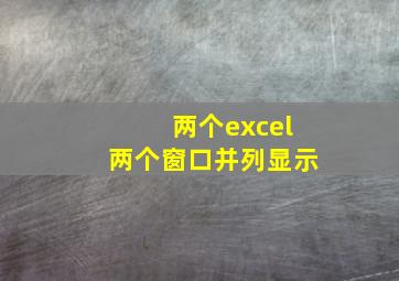 两个excel两个窗口并列显示