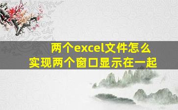 两个excel文件怎么实现两个窗口显示在一起