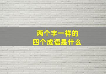 两个字一样的四个成语是什么