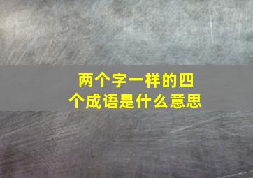 两个字一样的四个成语是什么意思