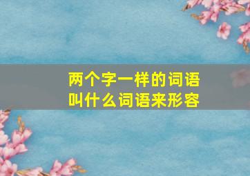 两个字一样的词语叫什么词语来形容