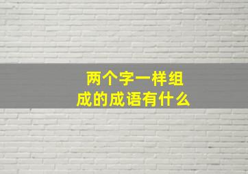 两个字一样组成的成语有什么