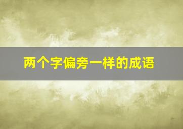 两个字偏旁一样的成语