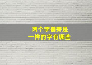 两个字偏旁是一样的字有哪些