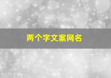 两个字文案网名