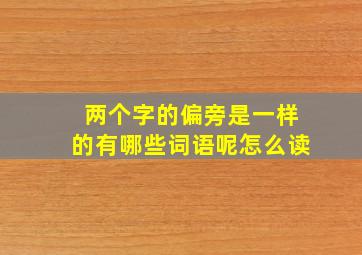 两个字的偏旁是一样的有哪些词语呢怎么读