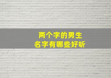 两个字的男生名字有哪些好听