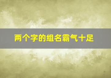 两个字的组名霸气十足