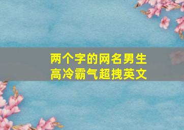 两个字的网名男生高冷霸气超拽英文