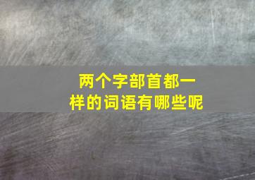 两个字部首都一样的词语有哪些呢