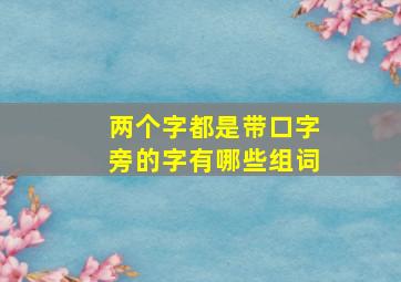 两个字都是带口字旁的字有哪些组词