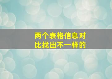 两个表格信息对比找出不一样的