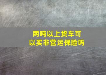 两吨以上货车可以买非营运保险吗