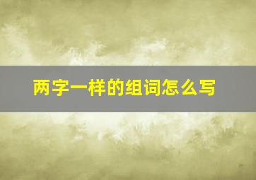 两字一样的组词怎么写