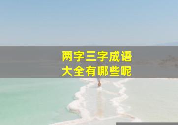 两字三字成语大全有哪些呢