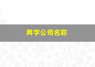 两字公司名称