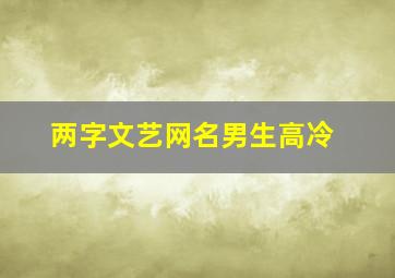 两字文艺网名男生高冷