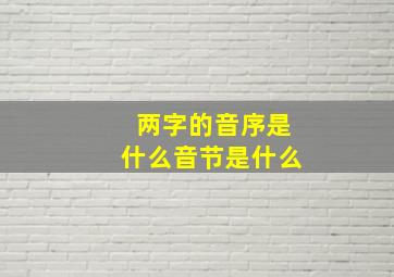 两字的音序是什么音节是什么