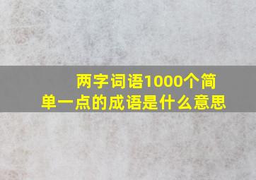 两字词语1000个简单一点的成语是什么意思