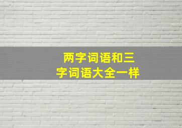 两字词语和三字词语大全一样