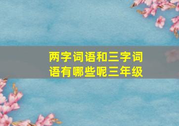 两字词语和三字词语有哪些呢三年级