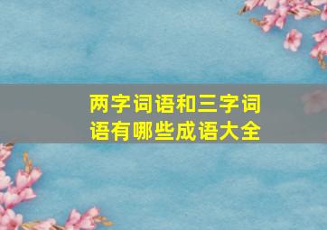 两字词语和三字词语有哪些成语大全