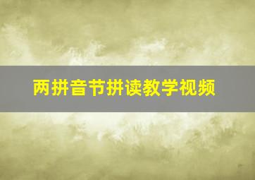 两拼音节拼读教学视频