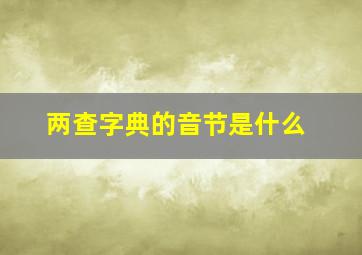 两查字典的音节是什么