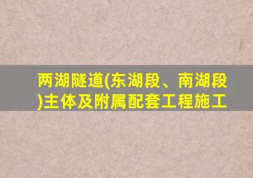 两湖隧道(东湖段、南湖段)主体及附属配套工程施工