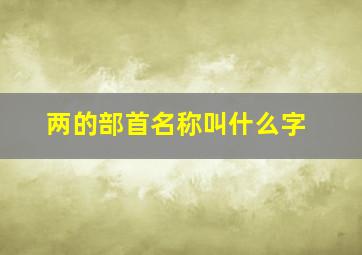 两的部首名称叫什么字