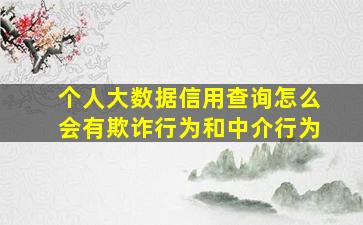 个人大数据信用查询怎么会有欺诈行为和中介行为