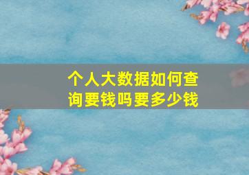 个人大数据如何查询要钱吗要多少钱