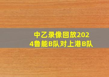 中乙录像回放2024鲁能B队对上港B队