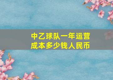 中乙球队一年运营成本多少钱人民币