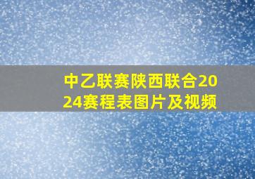 中乙联赛陕西联合2024赛程表图片及视频