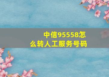 中信95558怎么转人工服务号码