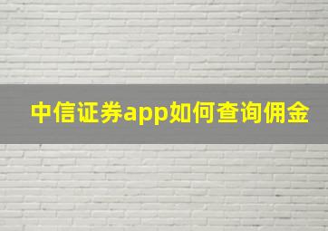 中信证券app如何查询佣金